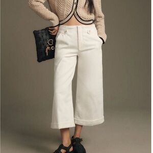 Anthropologie Cream Wide-Leg Pants